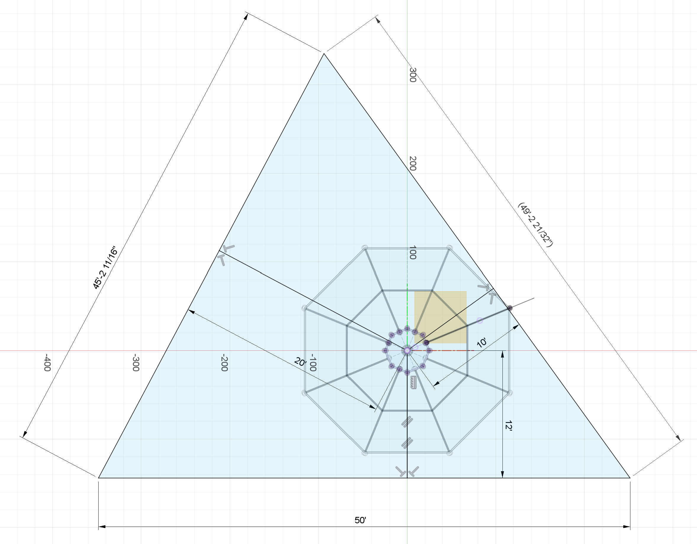 Triangle tarp plan, about 50 foot base